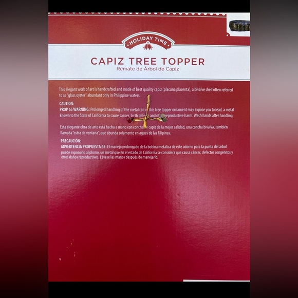 CAPIZ SHELL STAR CHRISTMAS TREE TOPPER NIB - Picture 3 of 5